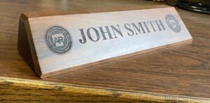 Wood Engraved Desk Name Plate