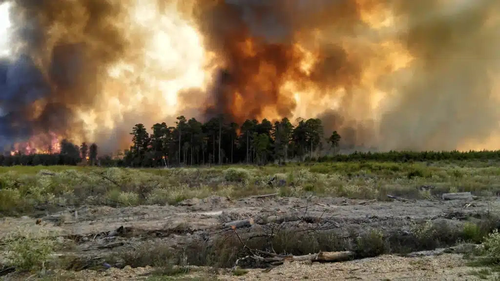 Wildfire in Arkansas woods