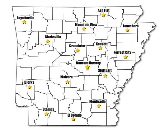 Arkansas Map of Seedling Cooler Location