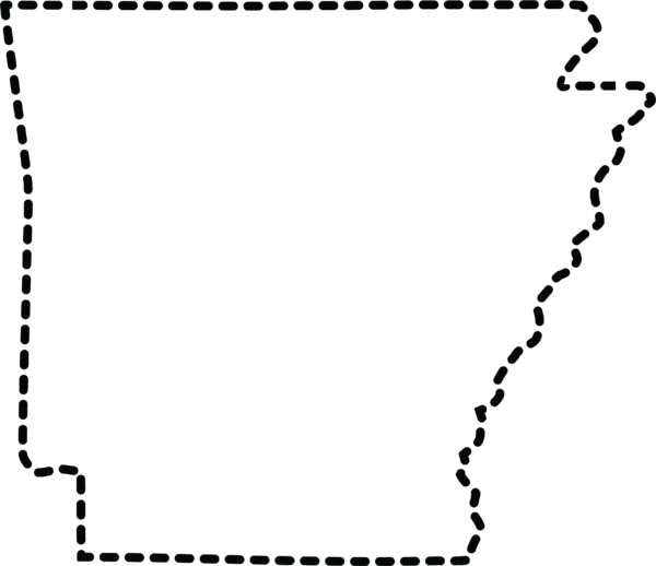 Shape of Arkansas with dotted outline around the border icon