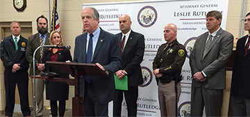 Colonel Bill Bryant and Attorney General Leslie Rutledge at Drug Take Back News Conference